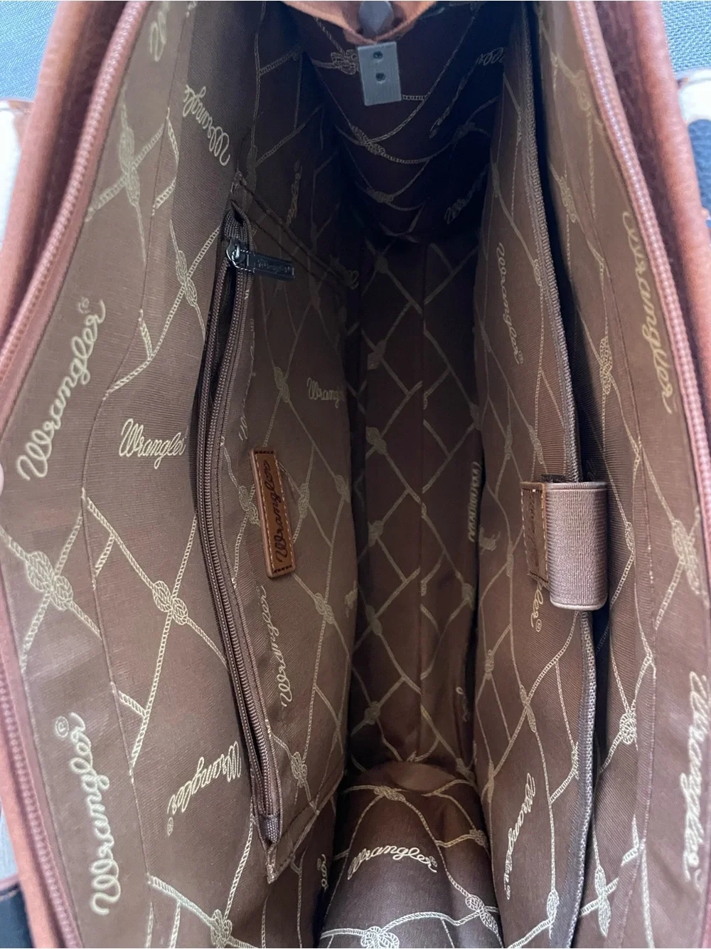 Wrangler Brown and White Cowhide-Accent Tote